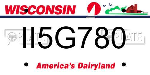 II5G780 Wisconsin License Plate