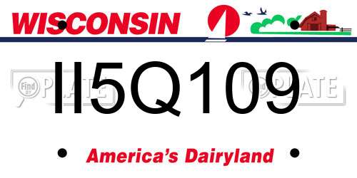 II5Q109 Wisconsin License Plate