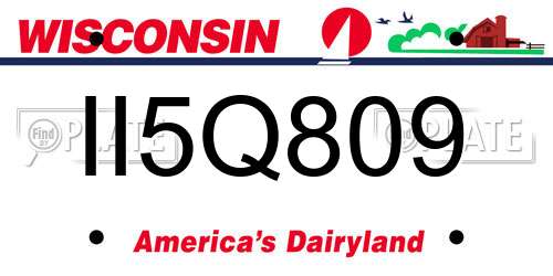 II5Q809 Wisconsin License Plate