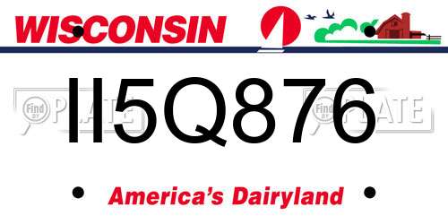 II5Q876 Wisconsin License Plate