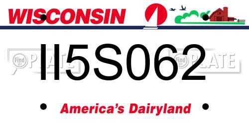 II5S062 Wisconsin License Plate