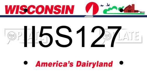 II5S127 Wisconsin License Plate
