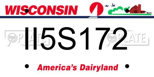 II5S172 Wisconsin License Plate