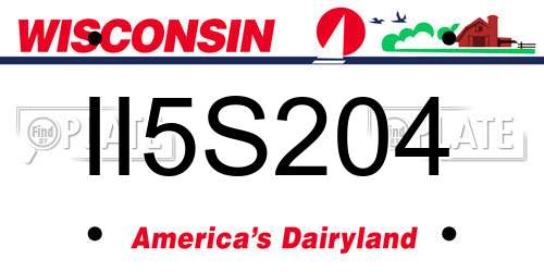 II5S204 Wisconsin License Plate