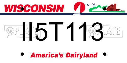 II5T113 Wisconsin License Plate