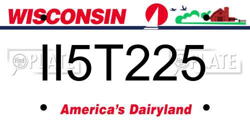 II5T225 Wisconsin License Plate