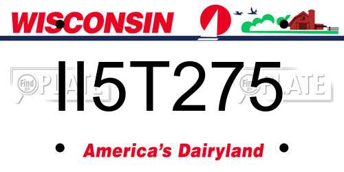 II5T275 Wisconsin License Plate