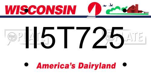 II5T725 Wisconsin License Plate