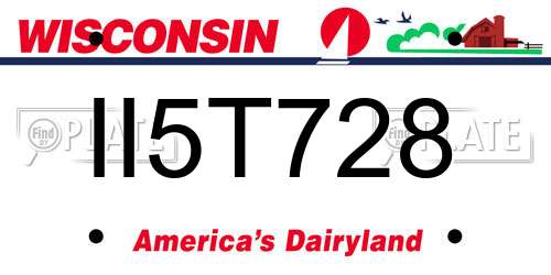 II5T728 Wisconsin License Plate