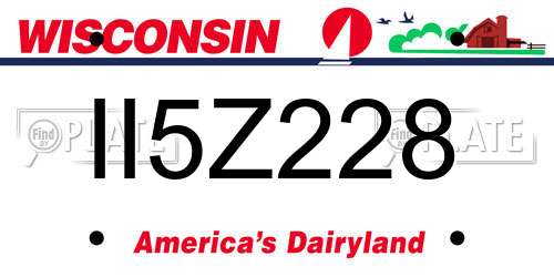 II5Z228 Wisconsin License Plate