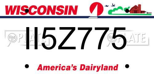 II5Z775 Wisconsin License Plate