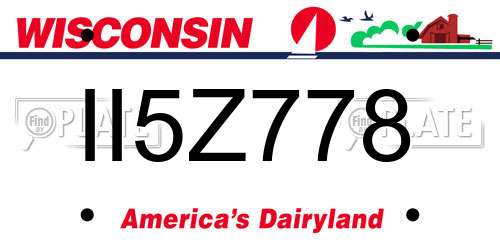 II5Z778 Wisconsin License Plate