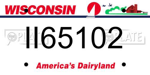 II65102 Wisconsin License Plate