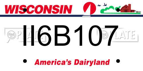 II6B107 Wisconsin License Plate