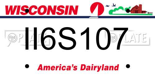 II6S107 Wisconsin License Plate