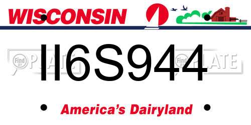II6S944 Wisconsin License Plate