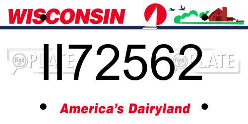 II72562 Wisconsin License Plate