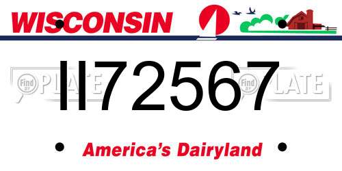 II72567 Wisconsin License Plate