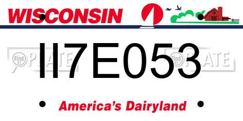 II7E053 Wisconsin License Plate