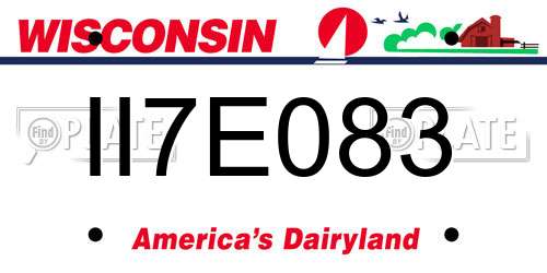 II7E083 Wisconsin License Plate