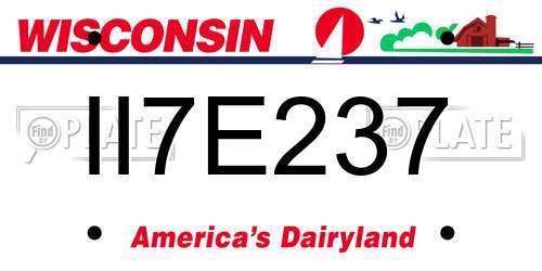II7E237 Wisconsin License Plate