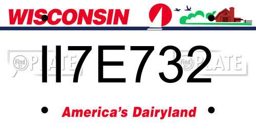 II7E732 Wisconsin License Plate