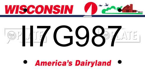 II7G987 Wisconsin License Plate