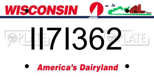 II7I362 Wisconsin License Plate