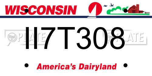 II7T308 Wisconsin License Plate