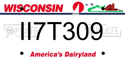 II7T309 Wisconsin License Plate