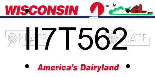 II7T562 Wisconsin License Plate