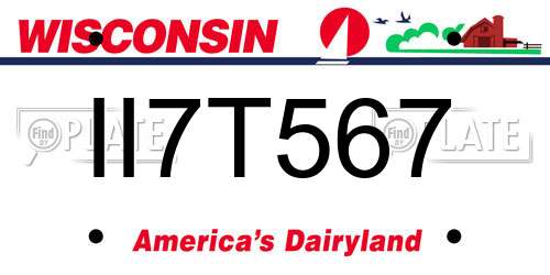 II7T567 Wisconsin License Plate