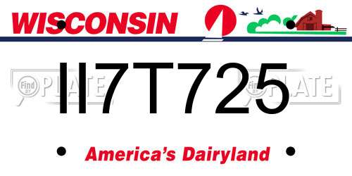 II7T725 Wisconsin License Plate