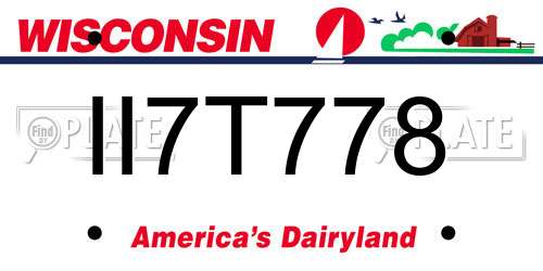 II7T778 Wisconsin License Plate