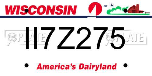 II7Z275 Wisconsin License Plate
