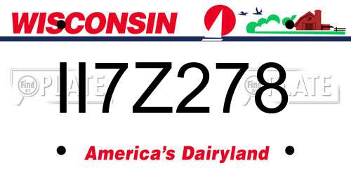 II7Z278 Wisconsin License Plate