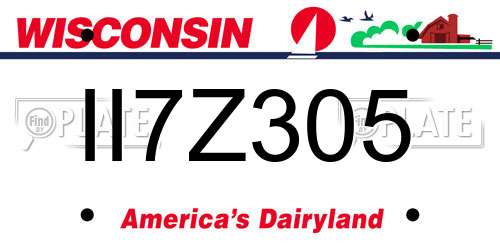 II7Z305 Wisconsin License Plate