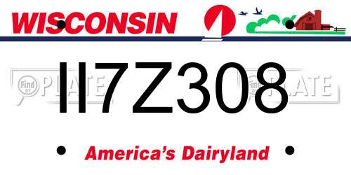 II7Z308 Wisconsin License Plate