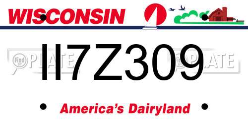 II7Z309 Wisconsin License Plate