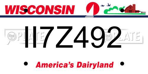 II7Z492 Wisconsin License Plate
