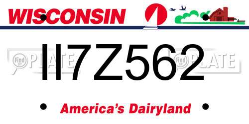 II7Z562 Wisconsin License Plate