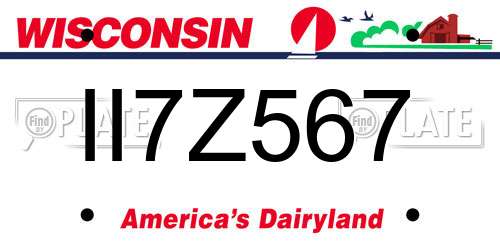 II7Z567 Wisconsin License Plate