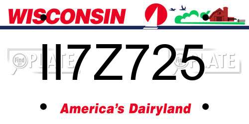 II7Z725 Wisconsin License Plate