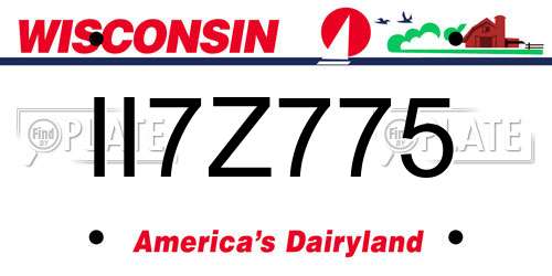 II7Z775 Wisconsin License Plate
