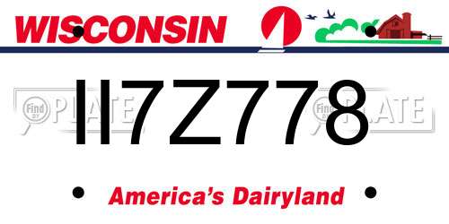 II7Z778 Wisconsin License Plate