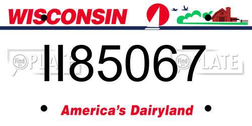 II85067 Wisconsin License Plate