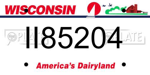 II85204 Wisconsin License Plate