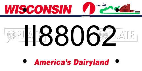 II88062 Wisconsin License Plate