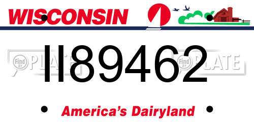 II89462 Wisconsin License Plate