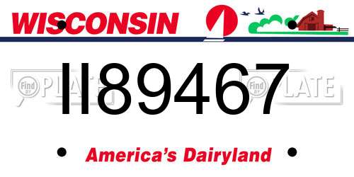 II89467 Wisconsin License Plate
